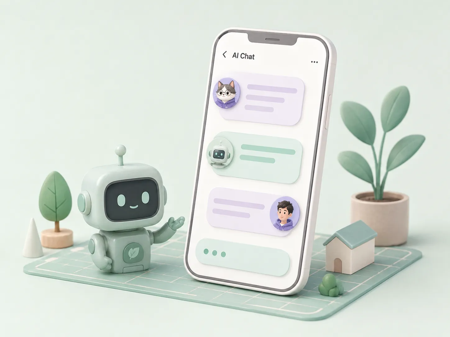 AI 多角色聊天小程序 课程项目概念示意